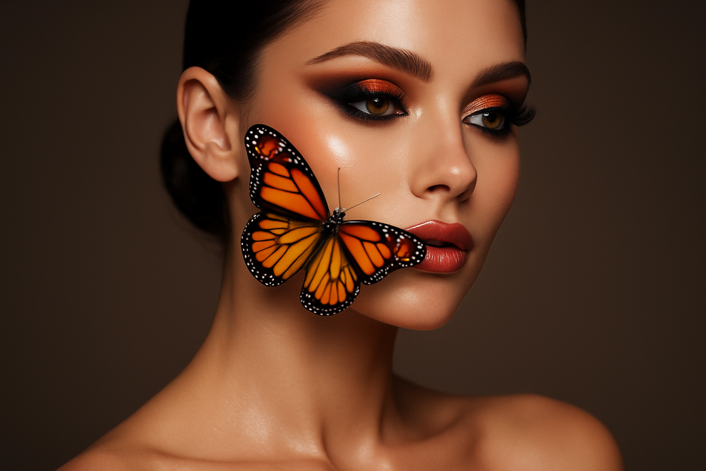 butterfly on a model with makeup